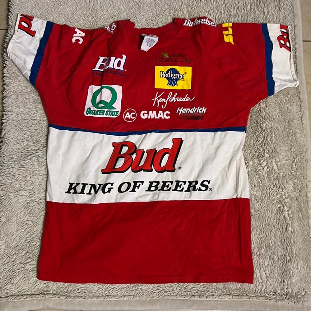 90’s Bud King of Beers Race Shirt Budweiser XL Chase Race Wear Color Block